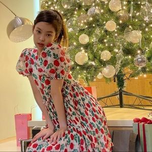 Ganni rose-printed dress